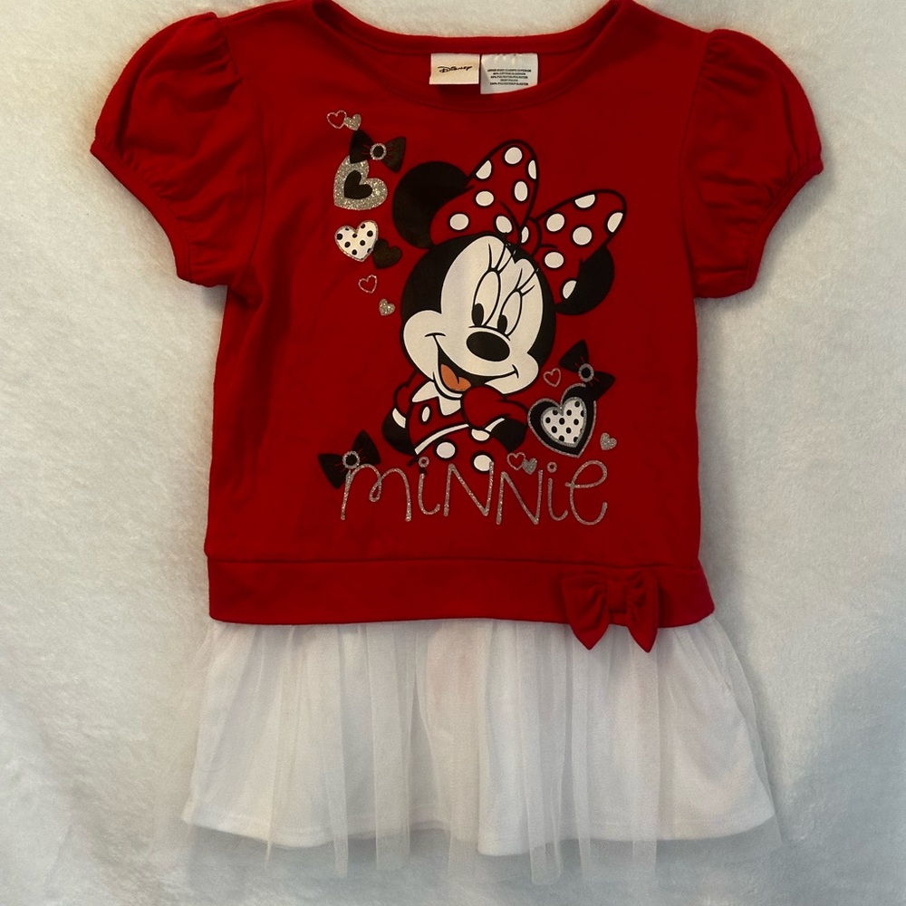 #1219 Disney Minnie Mouse Red Tulle Kids Dress